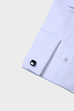 Slim Fit İtalyan Yaka Duble Manşet Pamuklu Erkek Gömlek - Kolay Ütülenebilir-KAW4029S