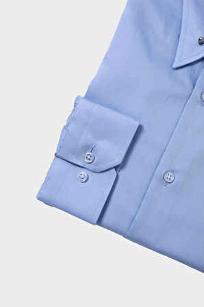 Modern Tasarımlı Slim Fit Büyük İğneli Yaka Erkek Gömlek-KAW4406S