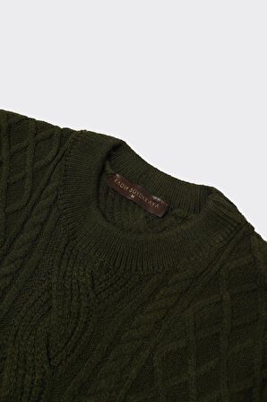 Bisiklet Yaka Erkek Pamuklu Klasik Kazak-KAW6901W