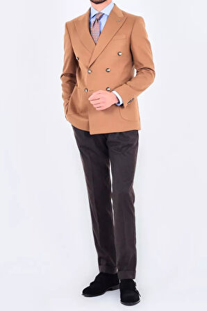 Modern Slim Fit Dar Kesim Kruvaze Erkek Viskon Ceket