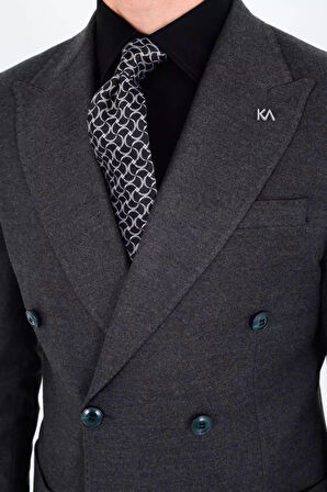 Modern Slim Fit Dar Kesim Kruvaze Erkek Viskon Ceket
