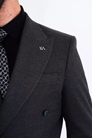 Modern Slim Fit Dar Kesim Kruvaze Erkek Viskon Ceket