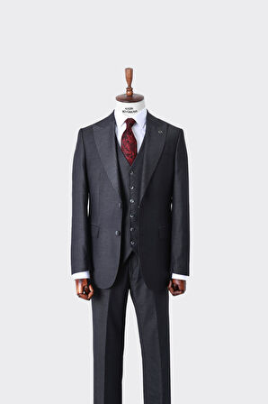 Slim Fit Kesim Yelekli Erkek Takım Elbise - Şık ve Modern Tasarım