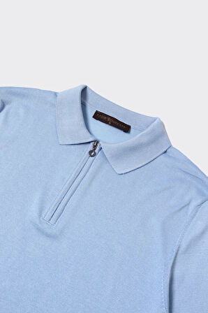 Fermuarlı Polo Yaka Erkek Pamuklu Triko Kazak