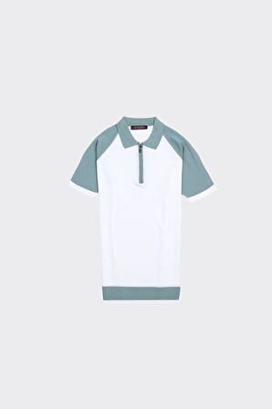 Fermuarlı Polo Yaka Kısa Kol Erkek T-Shirt
