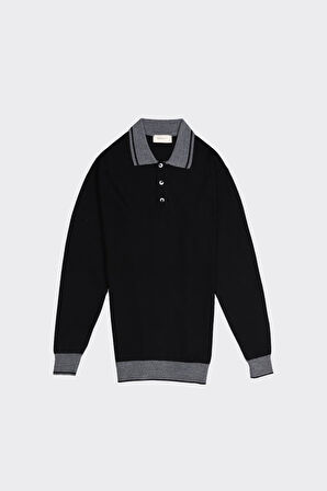 Erkek Düğmeli Polo Yaka Triko-KAX6703W