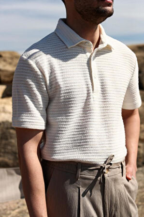 Düğmeli Polo Yaka Kısa Kol Erkek T-Shirt