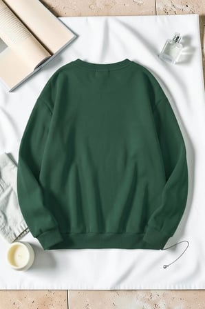 Unisex Teach Baskılı Bisiklet Yaka Sweatshirt