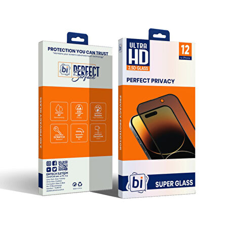 Bİ 2,5D PRIVACY SUPER GLASS IPHONE 12/12 PRO EKRAN