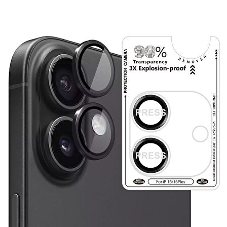 Bİ METAL RİNG IPHONE 16/16 PLUS SİYAH KAMERA KORUYUCU