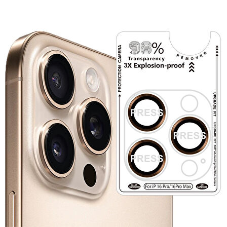 Bİ METAL RİNG IPHONE 16 PRO/16 PRO MAX ROSE GOLD KAMERA KORUYUCU