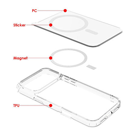 BİKAPAK MAGSAFE AIR IPHONE 17 PRO ŞEFFAF KAPAK