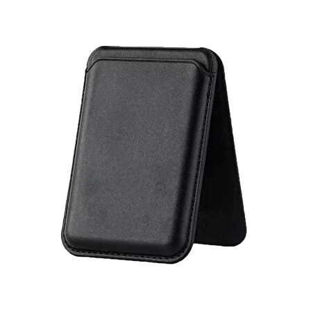 E2M MAGSAFE STANDLI DERİ CÜZDAN SİYAH