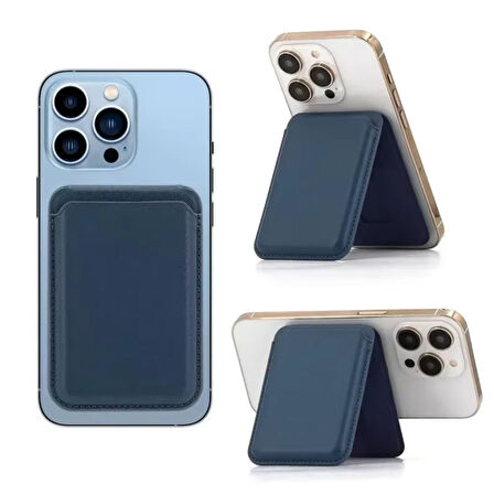 E2M MAGSAFE STANDLI DERİ CÜZDAN SİYAH