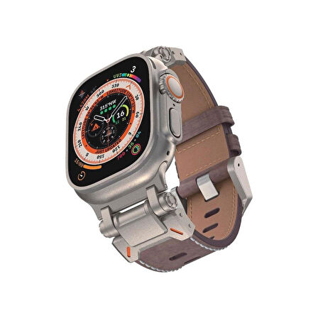 E2M APPLE WATCH 42-44-45-46-49MM KRD-32 DERİ KORDON KAHVERENGİ