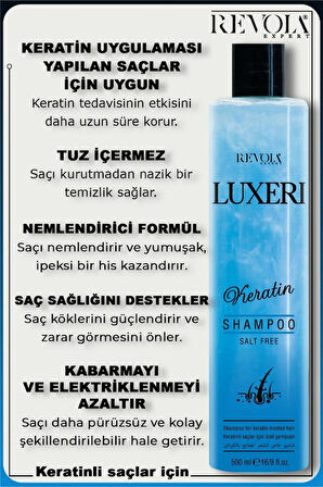 Revola Luxeri Tuzsuz Şampuan Keratinli Saçlara Özel 500 Ml Keratin