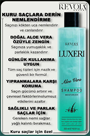 Revola Luxeri Şampuan Kuru Saçlar İçin Nem Desteği 500 Ml Aloe Vera