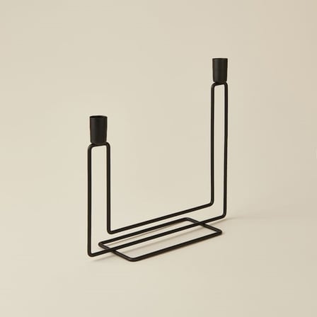 Ntc Metal 2'li Dikey Şamdan Mumluk - Siyah