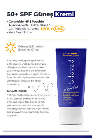 Yeni Nesil Suya Dayanıklı SPF 50+ UVA UVB Güneş Koruyucu Krem 50 mL