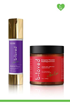 2'li Cilt Bakım Seti 8d Sıkılaştırıcı Yüz Kremi-Malik Asit,Hyaluronik Asit Peeling