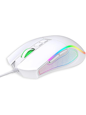 Claw's Crossfire V1 12800 Dpi Full Wide RGB Özel ABS Doku & Claw's Reflex Örgü Kablolu Gaming Mouse - Beyaz