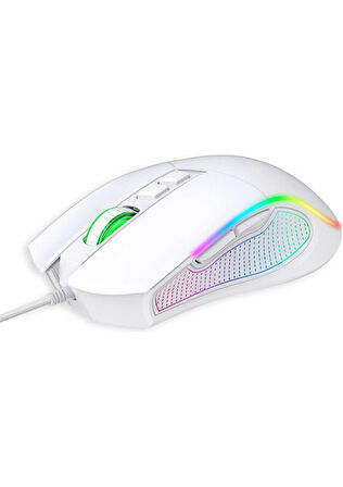 Claw's Crossfire V1 12800 Dpi Full Wide RGB Özel ABS Doku & Claw's Reflex Örgü Kablolu Gaming Mouse - Beyaz