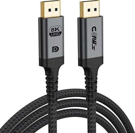 Claw's 8K UHD DisplayPort v1.4 32.4 Gbps / 24K Gold / Alüminyum Gövdeli 8K 60Hz-4K 120Hz-2K 240HZ-FHD 240Hz Destekli G-Sync & FreeSync Premium DisplayPort Kablo (C-DPP-B1)