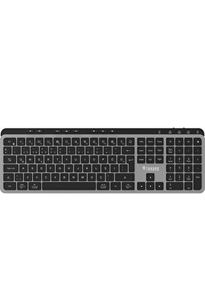 Throne Elite K1 Sessiz Switch 110+8 Multimedya Tuşlu Windows & Macos Uyumlu Premium Alüminyum-Metal Kablosuz Ofis Klavyesi (2.4ghz + Çift Bluetooth Profili)