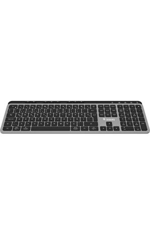 Throne Elite K1 Sessiz Switch 110+8 Multimedya Tuşlu Windows & Macos Uyumlu Premium Alüminyum-Metal Kablosuz Ofis Klavyesi (2.4ghz + Çift Bluetooth Profili)