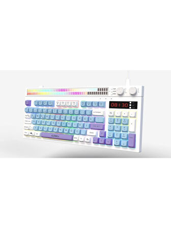 Claw's Spectrum K1 Fonksiyonel Çift LCD Ekran & Çift Rgb - Ses Kontrolcülü Membran 94 Tuşlu Spectrum Rgb Modlu Gaming Klavye