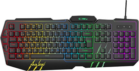 “ Claw's Raze RGB Yazılım & Harici G-Makro Tuşlu - Lazer Baskılı Özel ABS Materyal - Örgü Kablolu Membran Oyuncu Klavyesi