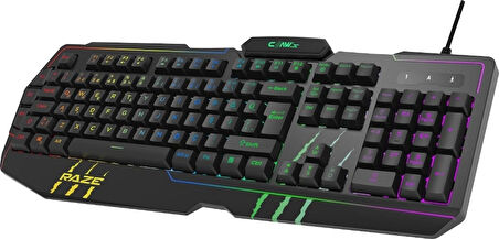 “ Claw's Raze RGB Yazılım & Harici G-Makro Tuşlu - Lazer Baskılı Özel ABS Materyal - Örgü Kablolu Membran Oyuncu Klavyesi