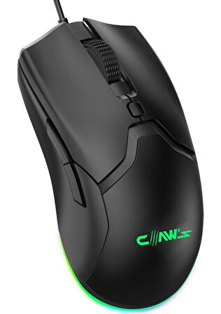Claw's Cerberus Pixart PAW3519 Sensörlü 4200 Dpi Wide Rgb Özel Abs Doku Kablolu Gaming Mouse - Siyah