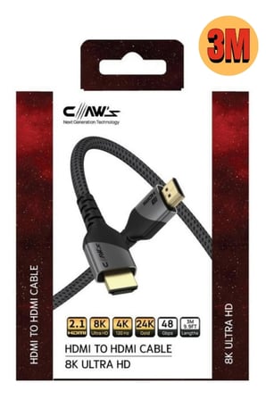 8k UHD HDMI 2.1 48 Gbps / 24K Gold / Alüminyum Gövdeli 8k 60Hz-4K 120Hz-2K 240HZ-FHD 240Hz Destekli Premium HDMI Kablo - 3 Metre (C-Hp-B1-3m)