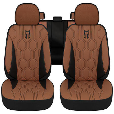 Minderland FA Serisi - Hyundai Grandeur ile uyumlu Koltuk Kılıfı, Deri / Taba
