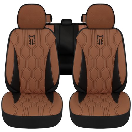 Minderland FA Serisi - Renault Grand Scenic ile uyumlu Koltuk Kılıfı, Deri / Taba