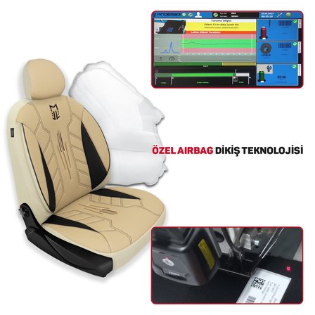 Minderland FA Serisi - Opel Karl ile uyumlu Koltuk Kılıfı, Deri / Bej