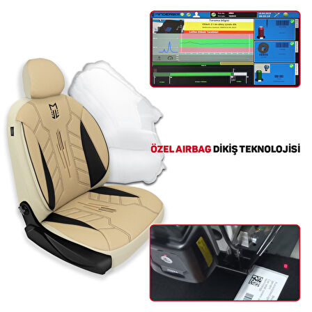 Minderland FA Serisi - Seat Ibiza ile uyumlu Koltuk Kılıfı, Deri / Bej