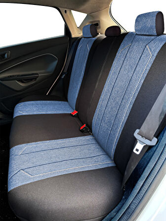 Minderland Axiom Comfort Serisi - Ford Tourneo Courier ile uyumlu Koltuk Kılıfı, Keten / Mavi