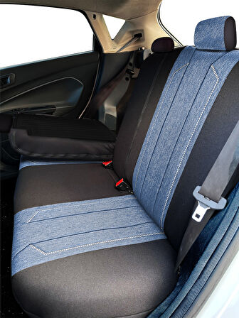 Minderland Axiom Comfort Serisi - Peugeot Partner Tepee ile uyumlu Koltuk Kılıfı, Keten / Mavi