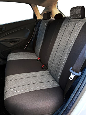 Minderland Axiom Comfort Serisi - Citroen C3 ile uyumlu Koltuk Kılıfı, Keten / Siyah