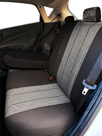 Minderland Axiom Comfort Serisi - Citroen C3 ile uyumlu Koltuk Kılıfı, Keten / Siyah