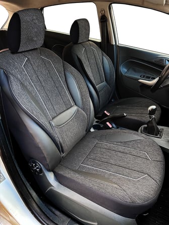 Minderland Axiom Comfort Serisi - Volkswagen Touareg ile uyumlu Koltuk Kılıfı, Keten / Siyah