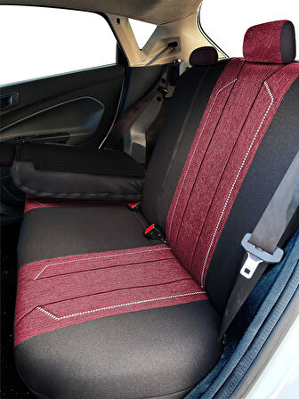 Minderland Axiom Comfort Serisi - Renault Kangoo ile uyumlu Koltuk Kılıfı, Keten / Bordo