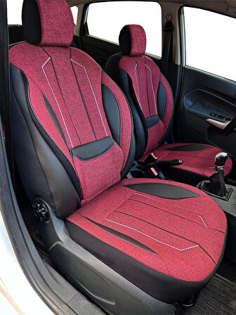Minderland Axiom Comfort Serisi - Volkswagen VW CC ile uyumlu Koltuk Kılıfı, Keten / Bordo