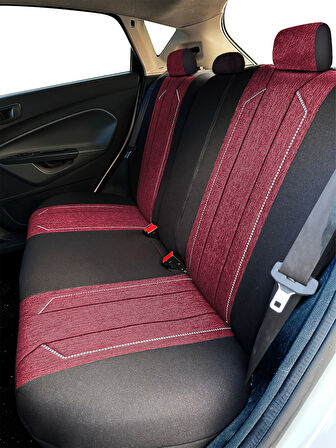 Minderland Axiom Comfort Serisi - Volkswagen VW CC ile uyumlu Koltuk Kılıfı, Keten / Bordo