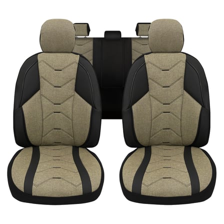 Verita Elegance Serisi - Ssangyong Musso ile uyumlu Koltuk Kılıfı, Keten-Deri / Haki