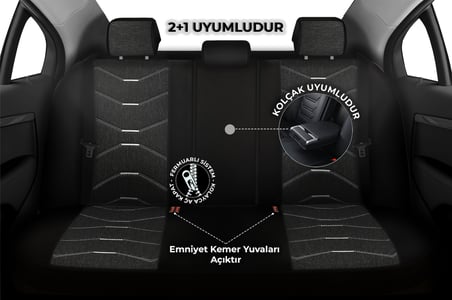 Verita Elegance Serisi - Opel Mokka ile uyumlu Koltuk Kılıfı, Keten-Deri / Siyah