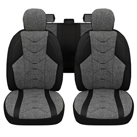 Verita Elegance Serisi - Hyundai ix55 ile uyumlu Koltuk Kılıfı, Keten-Deri / Gri