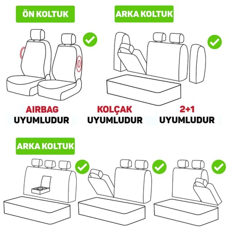 Verita Elegance Serisi - Alfa Romeo 147 ile uyumlu Koltuk Kılıfı, Keten-Deri / Krem